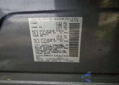 2015 Infiniti Qx60 z USA, uszkodzony, nr VIN 5N1AL0MM2FC504268